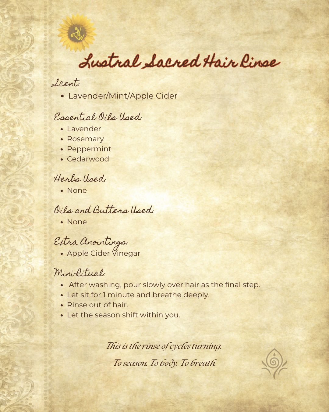 Lustral Sacred Hair Rinse - For scalps that seek clarity and crowns that long to breathe.